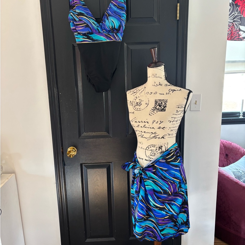 Vibrant Blue and Purple Swimsuit Set